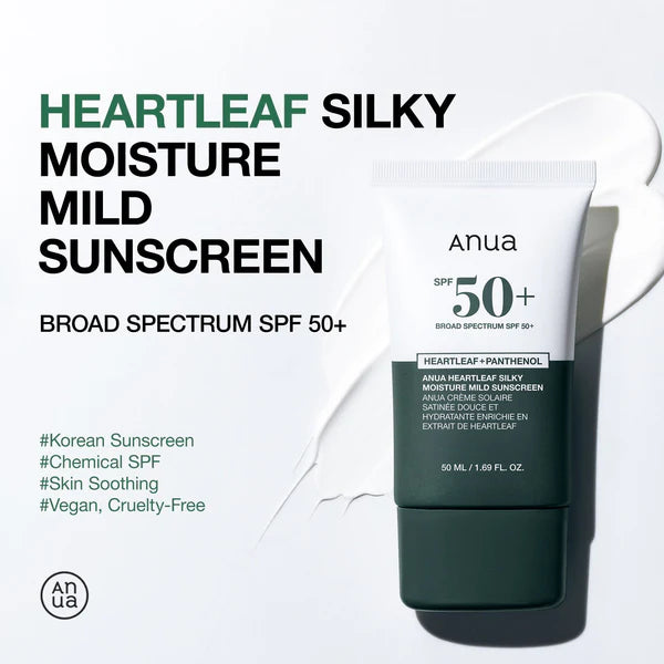 Anua Heartleaf Silky Moisture Mild Sun Cream 50ml - Image 2 | Deoora