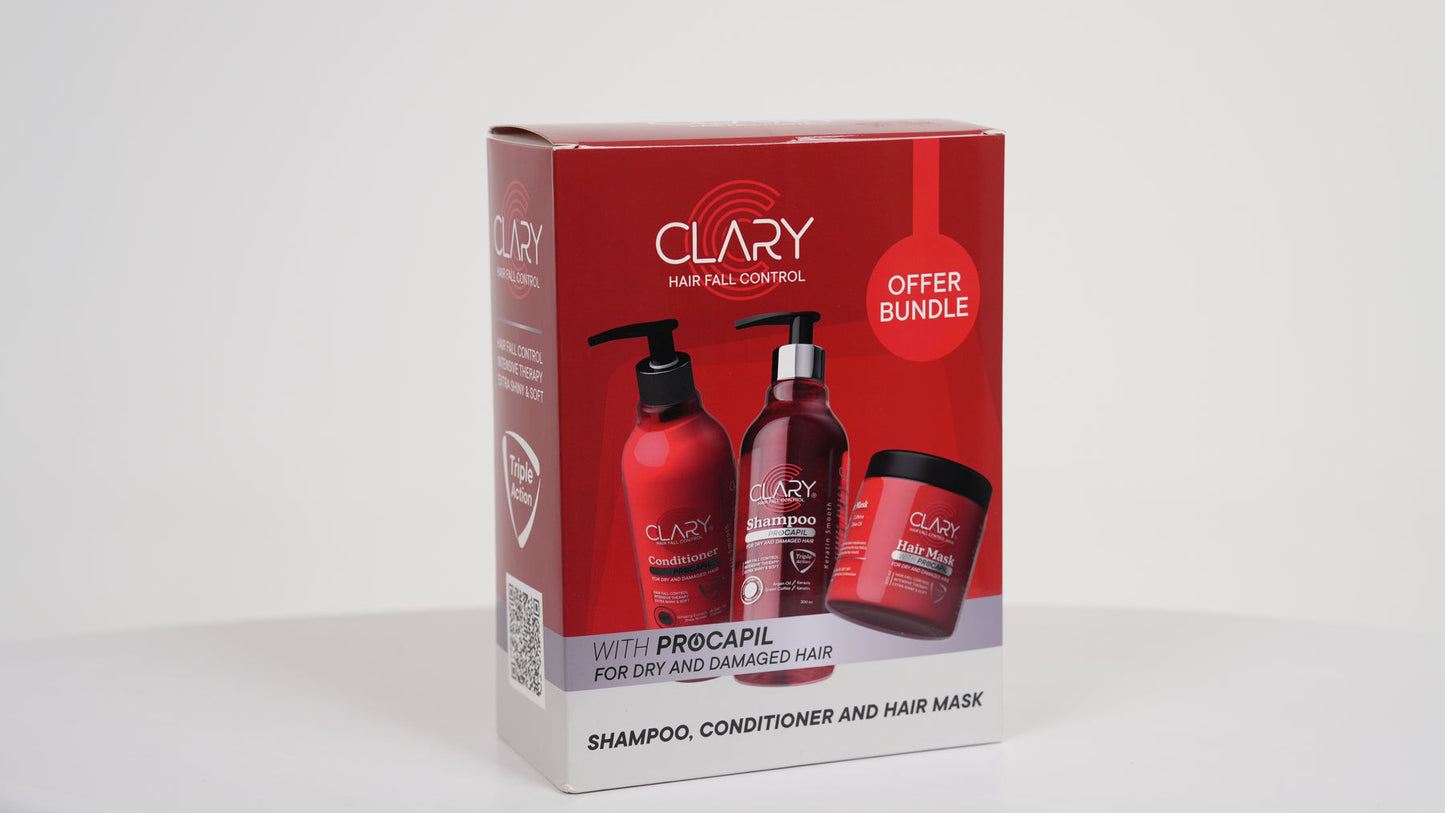 Clary Shampoo, Conditioner & Hair Mask Offer Pack