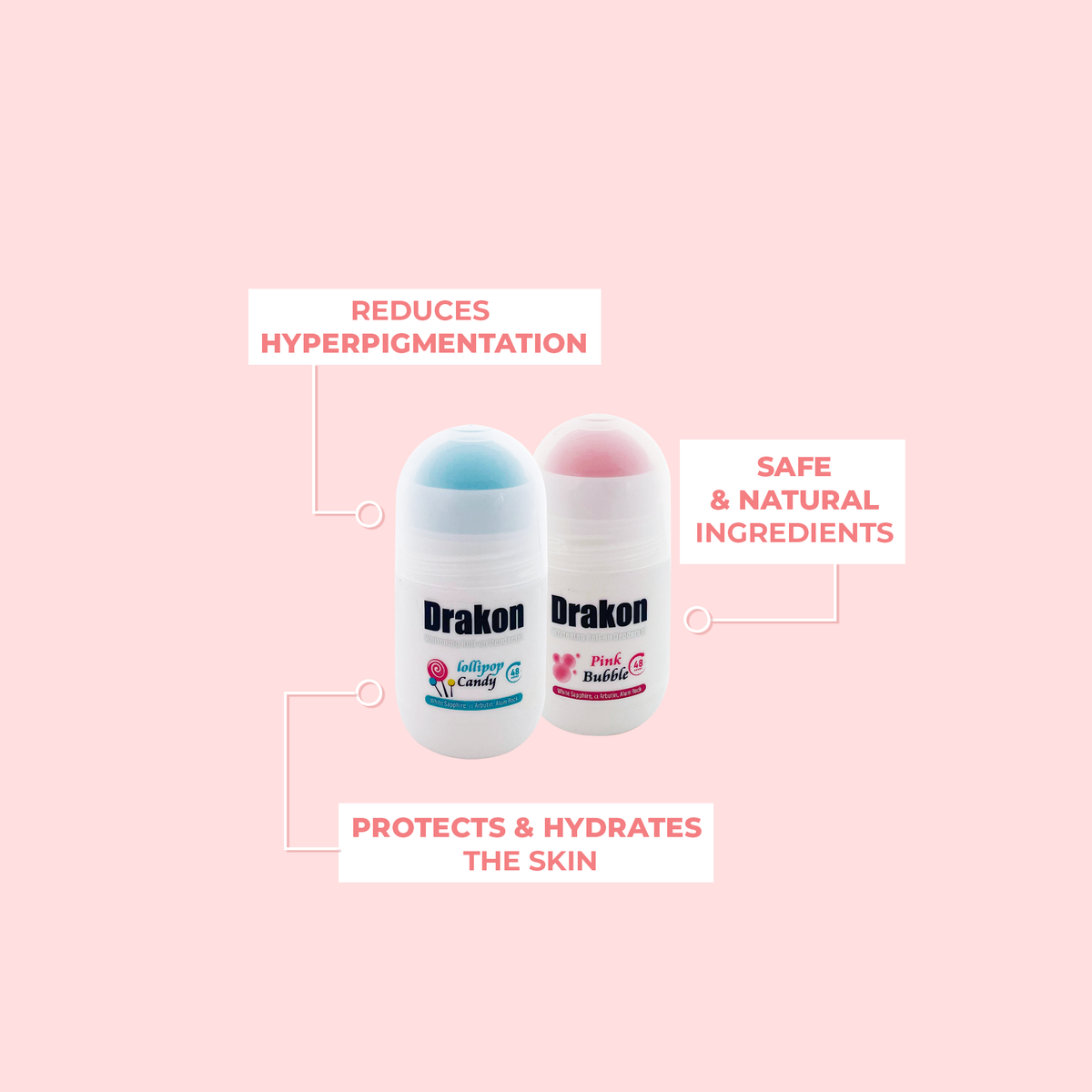 Whitening Roll-On Deodorant - Pink Bubble & Lollipop Candy (1+1 Free) - Image 3 | Deoora