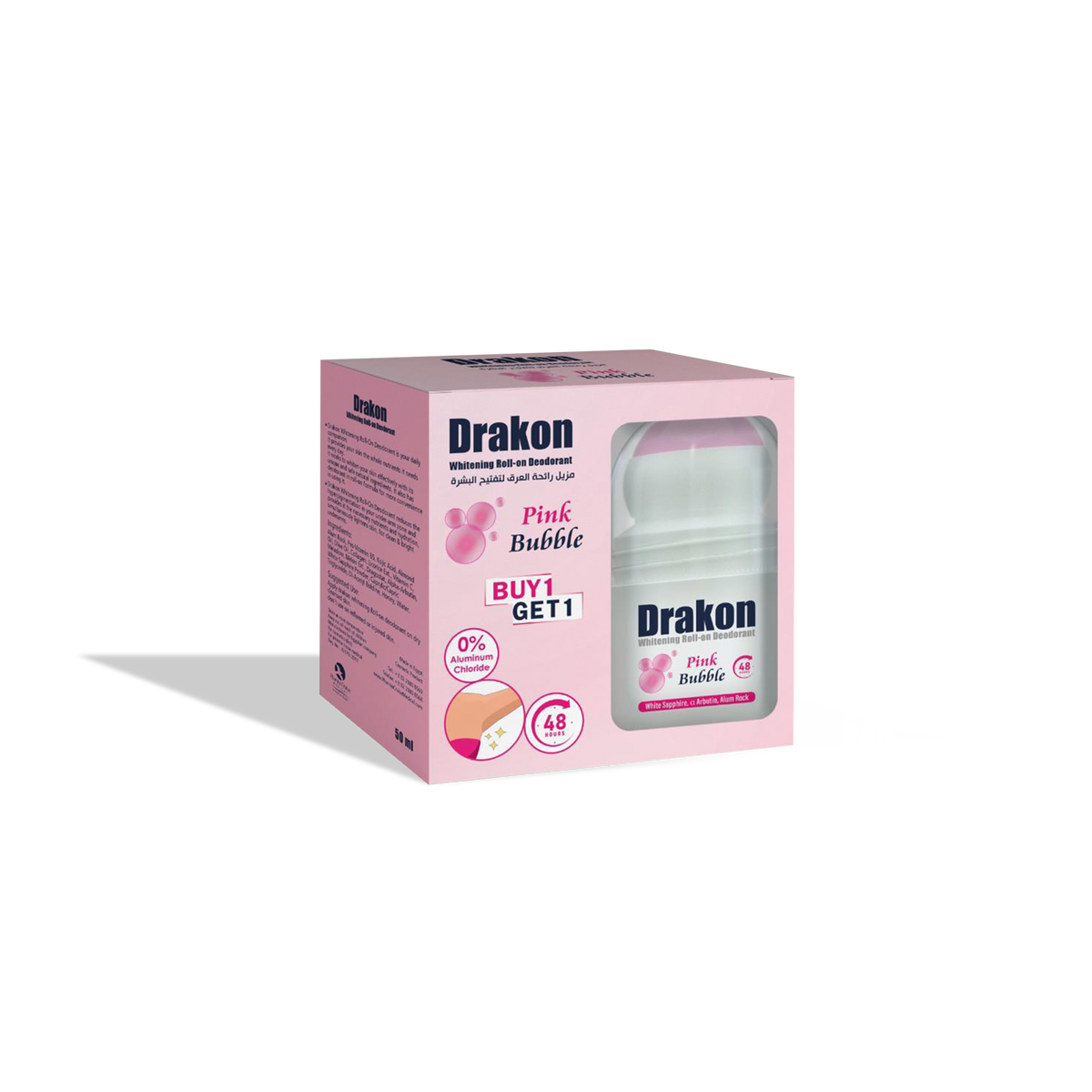 Whitening Roll-On Deodorant - Pink Bubble (1+1 Free) - Buy from Deoora Egypt