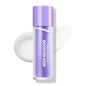 Purple booster serum bottle with white text on a white background