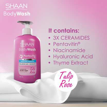 SHAAN Tulip Rose Hydrating Body Wash 480 Ml - Image 5 | Deoora