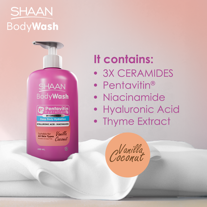SHAAN Vanilla Coconut Hydrating Body Wash 480 Ml - Image 4 | Deoora