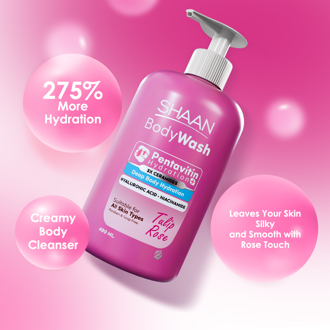 SHAAN Tulip Rose Hydrating Body Wash 480 Ml - Image 4 | Deoora