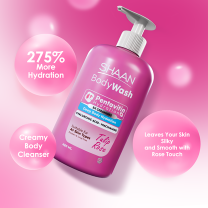 SHAAN Tulip Rose Hydrating Body Wash 480 Ml - Image 4 | Deoora