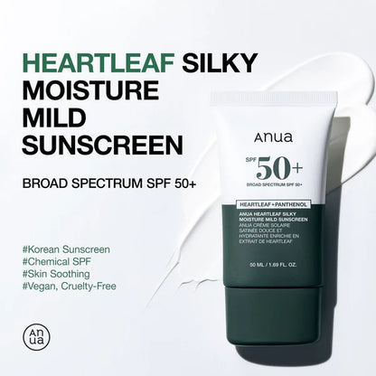 Anua Heartleaf Silky Moisture Mild Sun Cream 50ml - Image 2 | Deoora