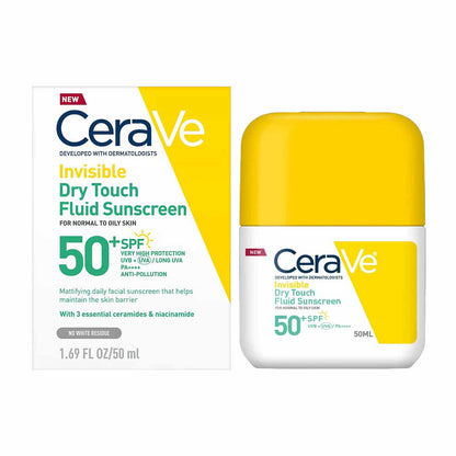 Cerave Invisible Dry Touch Fluid SPF 50+ Sunscreen For Normal to Oily Skin - 50ml - Image 2 | Deoora