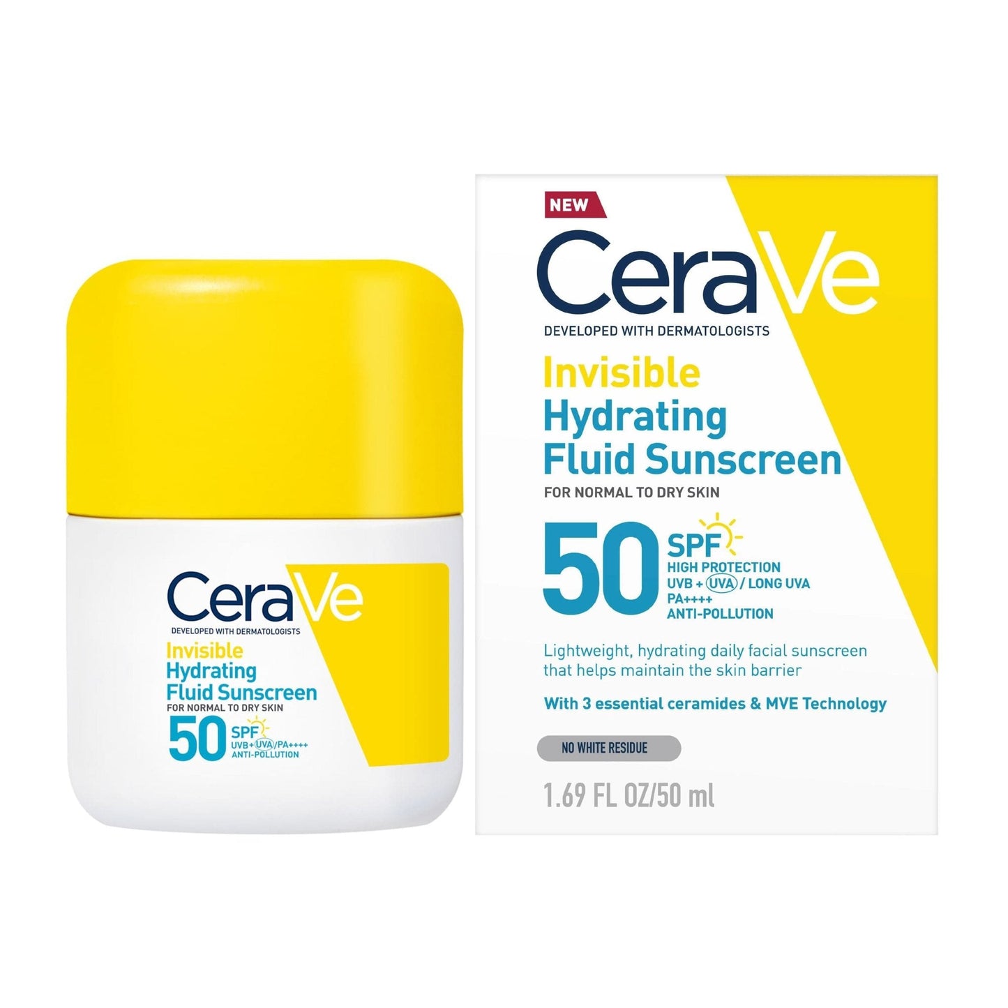 Cerave Invisible Hydrating Fluid SPF 50+ Sunscreen For Normal to Dry Skin - 50ml - Image 2 | Deoora