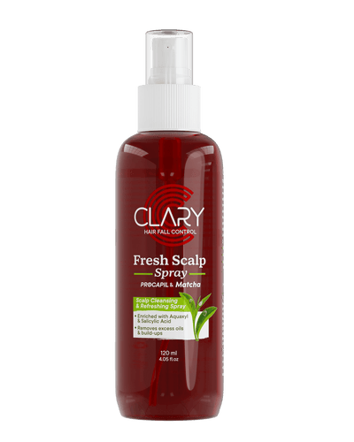 Clary Fresh Scalp Spray bottle on a white background