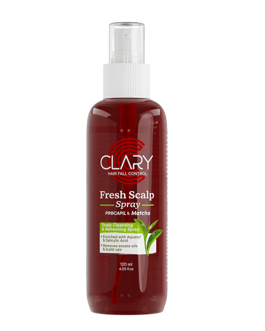 Clary Fresh Scalp Spray bottle on a white background