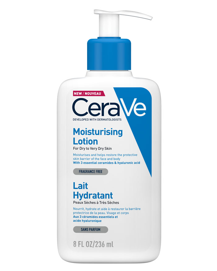 CeraVe moisturizing lotion bottle on a white background