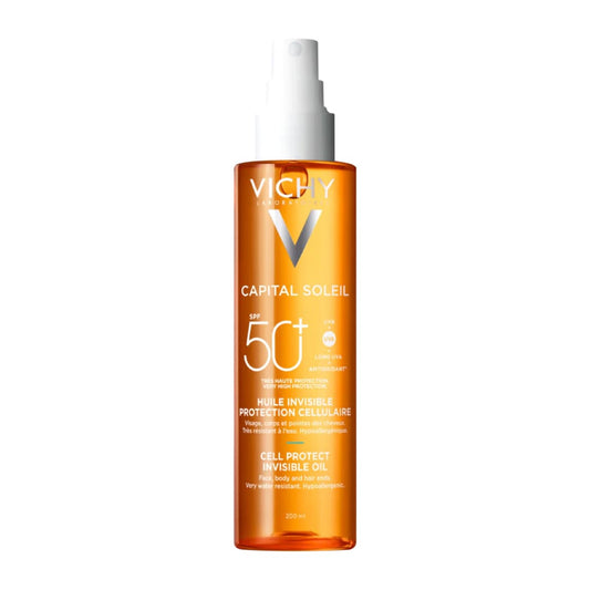 Vichy Capital Soleil SPF 50+Cell Protect Invisible Oil - 200ml - Buy from Deoora Egypt