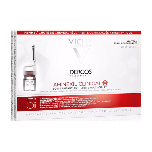 Vichy Dercos Aminexil Clinical 5 Women Anti-Hair Loss - 21 Monodoses - Buy from Deoora Egypt