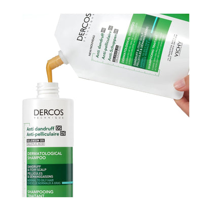 Vichy Dercos Anti Dandruff Refill Shampoo For Normal To Oily Hair- 390ml - Image 2 | Deoora