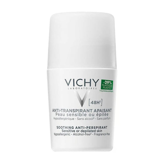 Vichy Soothing Antiperspirant Deodorant 48H Sensitive & Depilated Skin Roll on - 50ml - Buy from Deoora Egypt